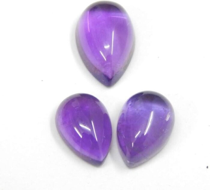 Natural Amethyst Pear Shape Cabochon Loose Gemstone 3pcs Box For Making Earrings... - Image 4