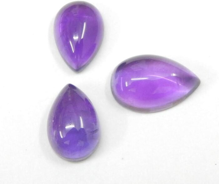 Natural Amethyst Pear Shape Cabochon Loose Gemstone 3pcs Box For Making Earrings... - Image 5