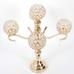 Munsinn Candle Holder, Golden Crystal 5 Arms Candle Holders Candelabra Home Deco... - Image 4