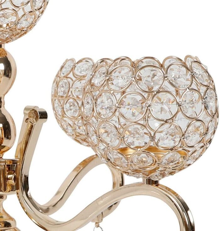 Munsinn Candle Holder, Golden Crystal 5 Arms Candle Holders Candelabra Home Deco... - Image 7