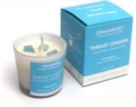 Throat Chakra Candle with Healing Crystals and Aquamarine Bracelet Eucalyptus Ca... - Image 7