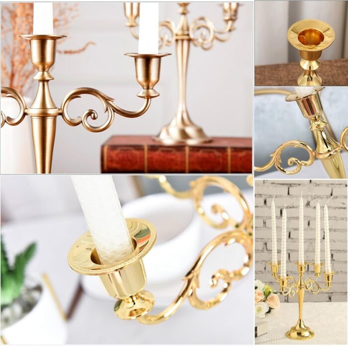 Candle Holder Candle Stand, 5 Arms Metal Candle Holders for Taper Candles, Candl... - Image 5