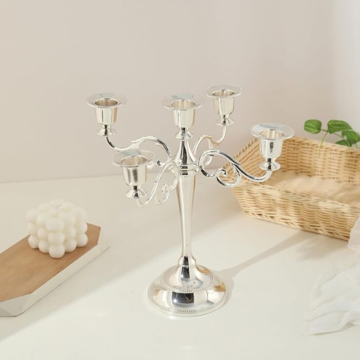 Candle Holder Candle Stand, 5 Arms Metal Candle Holders for Taper Candles, Candl... - Image 9