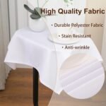 White Square Small Tablecloth, 24 x 24 Inch, Stain and Wrinkle Resistant Machine... - Image 3