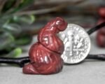 Red Serpent Snake Healing Totem Rainbow Jasper Gemstone Fetish Figurine Bead 916... - Image 3