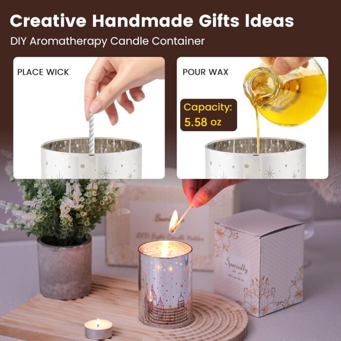 Votive Candle Holders, SunGlee Tealight Candle Holder with Gift Box, Glass Candl... - Image 7