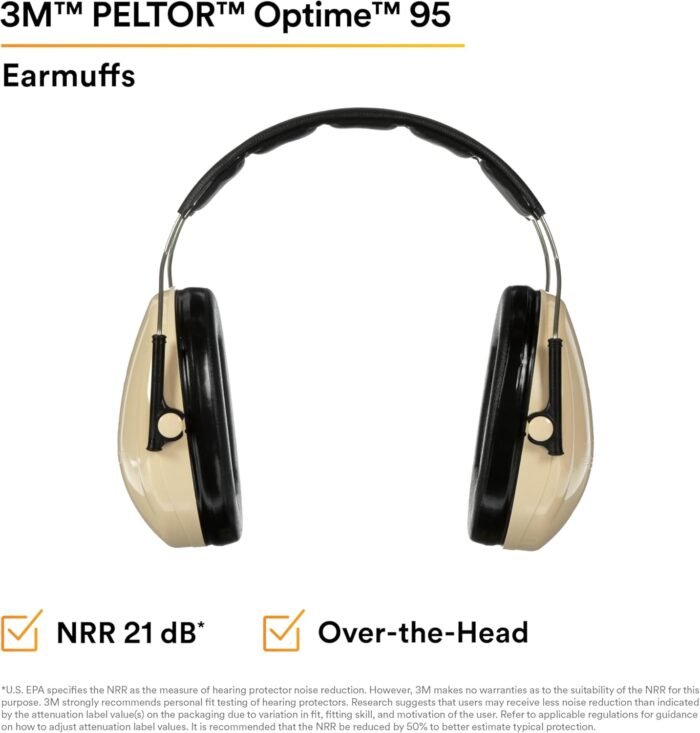 3M PELTOR Hearing Protection Optime 95 Earmuffs, Adjustable Earcups, E-A-Rfit Co... - Image 4