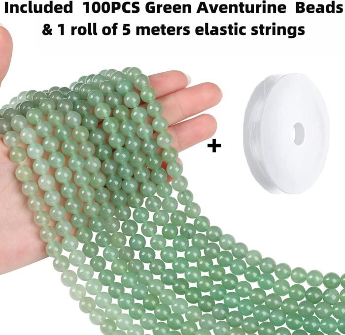 QINJIEJIE 100PCS Green Aventurine Beads 8mm Natural Stone Beads Round Loose Gems... - Image 3