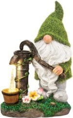 TERESA'S COLLECTIONS Resin Garden Gnomes Decor with Solar Lights, Green Outdoor ... - Image 3