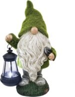 TERESA'S COLLECTIONS Resin Garden Gnomes Decor with Solar Lights, Green Outdoor ... - Image 4