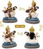 Indian Gifts Item Saraswati Statue - 5.5”H Saraswati Puja Diwali Gifts Pooja Vas... - Image 3