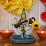Indian Gifts Item Saraswati Statue - 5.5”H Saraswati Puja Diwali Gifts Pooja Vas... - Image 4