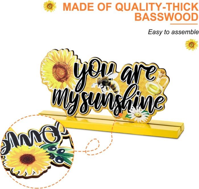 Blulu 3 Pieces Sunflower Wooden Table Centerpieces Sign Sunflower Table Sign Wel... - Image 4
