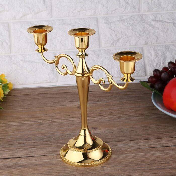 Metal 3 Arm Candle Holder - Elegant European Candelabra for Weddings and Home De... - Image 8