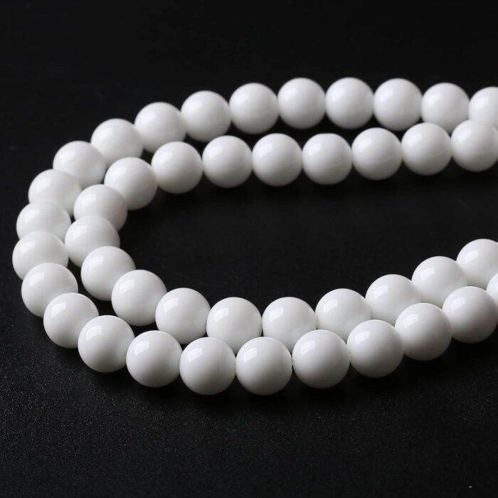 45PCS 8MM Natural White Agate Stone Beads Round Shape Suitable for Jewelry DIY B... - Image 4