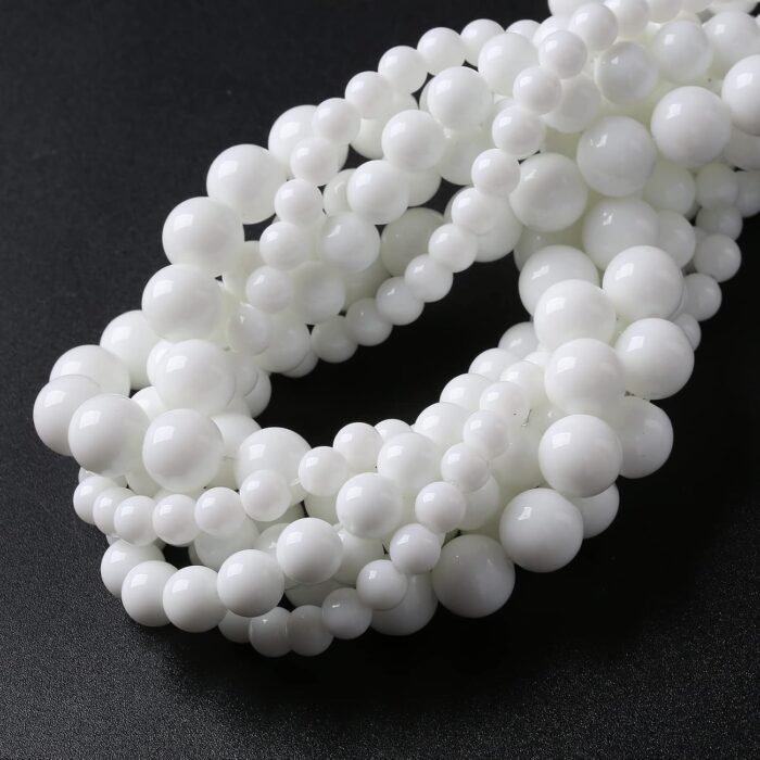 45PCS 8MM Natural White Agate Stone Beads Round Shape Suitable for Jewelry DIY B... - Image 6
