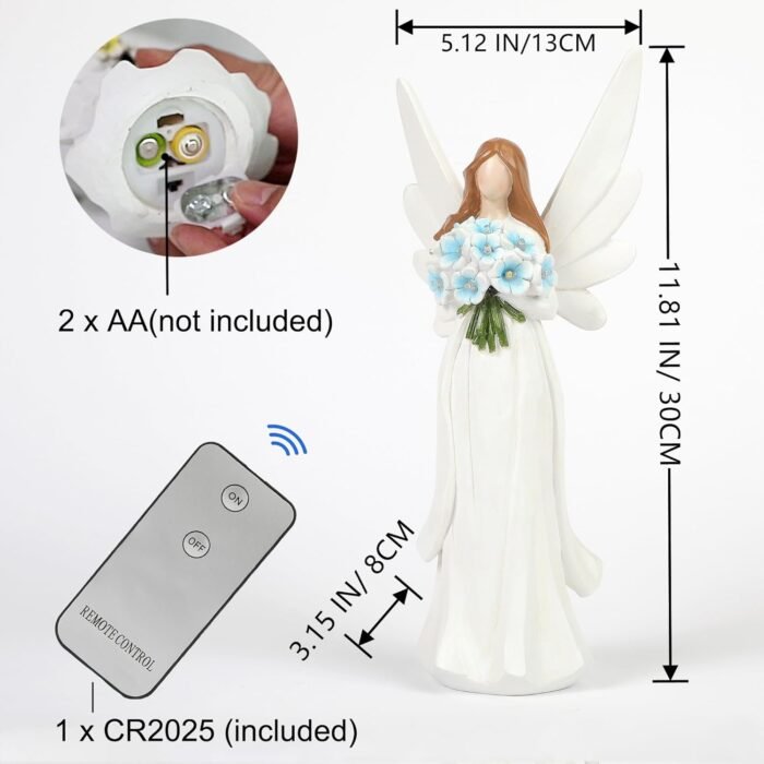 Starryfill 11.8"(H) Angel Figurine with Switch Remote Controller, Hand-Painted A... - Image 3