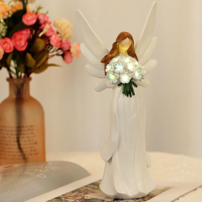 Starryfill 11.8"(H) Angel Figurine with Switch Remote Controller, Hand-Painted A... - Image 6