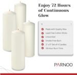 Unscented Pillar Candles - Set of 4 White Pillar Candles - 3x6 Slow Burning Larg... - Image 4