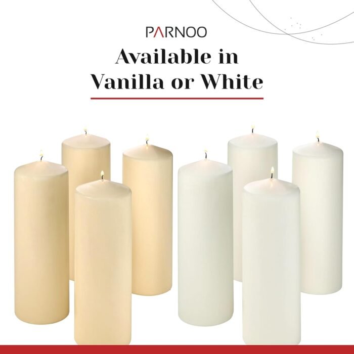Unscented Pillar Candles - Set of 4 White Pillar Candles - 3x6 Slow Burning Larg... - Image 8