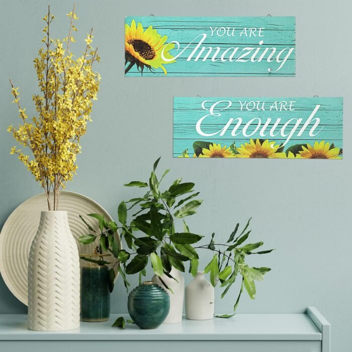 Chunful 4 Pieces Sunflower Wall Decor You are Loved Inspirational Sunflower Bath... - Image 4