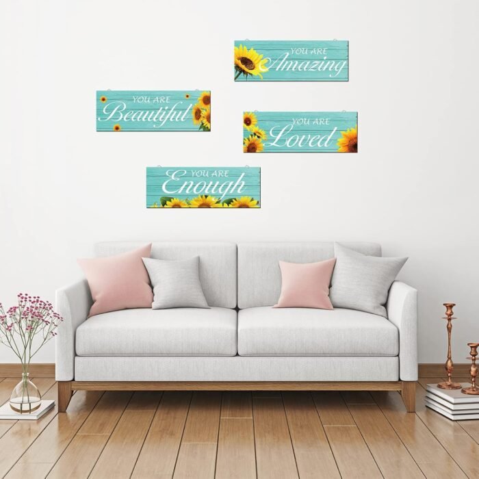 Chunful 4 Pieces Sunflower Wall Decor You are Loved Inspirational Sunflower Bath... - Image 6