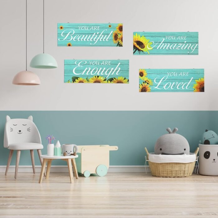 Chunful 4 Pieces Sunflower Wall Decor You are Loved Inspirational Sunflower Bath... - Image 8
