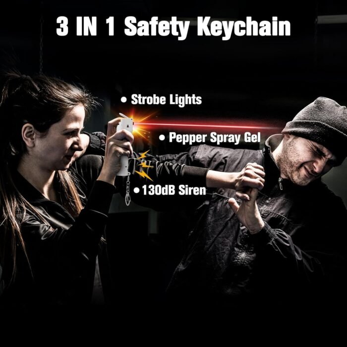 3-in-1 Personal Safety Alarm with Pepper Spray Gel for Women Self Defense Keycha... - Image 3