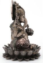 Veronese Design 9 7/8 Inch Lord Ganesha Sitting on Lotus Hindu God Antique Bronz... - Image 5