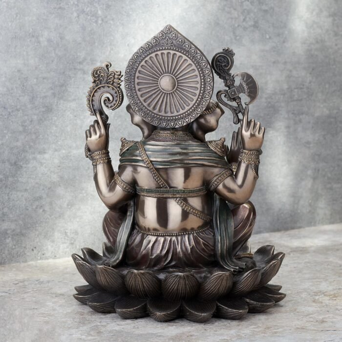 Veronese Design 9 7/8 Inch Lord Ganesha Sitting on Lotus Hindu God Antique Bronz... - Image 7