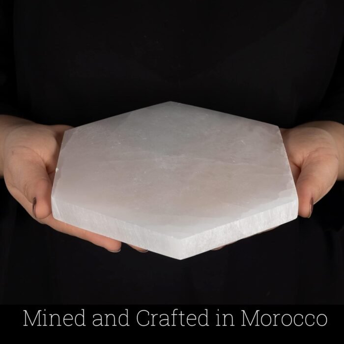 Extra Large Selenite Charging Plate – 8” Hexagon Selenite Crystal - Mined & Craf... - Image 3