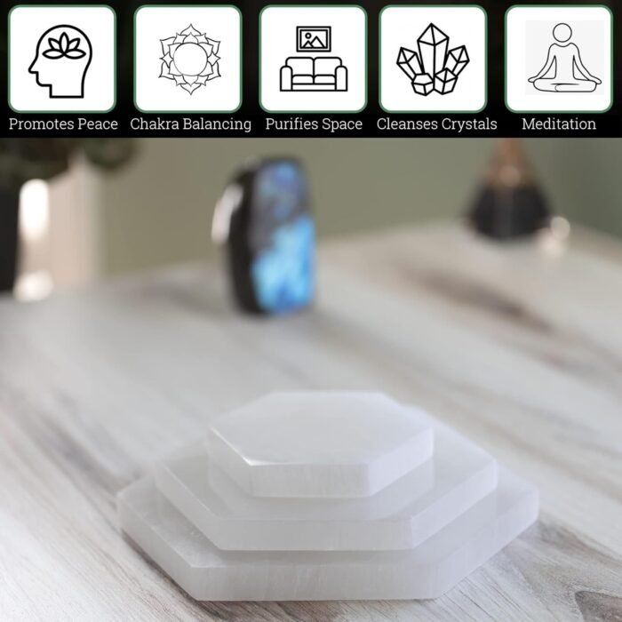 Extra Large Selenite Charging Plate – 8” Hexagon Selenite Crystal - Mined & Craf... - Image 4