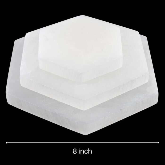 Extra Large Selenite Charging Plate – 8” Hexagon Selenite Crystal - Mined & Craf... - Image 6