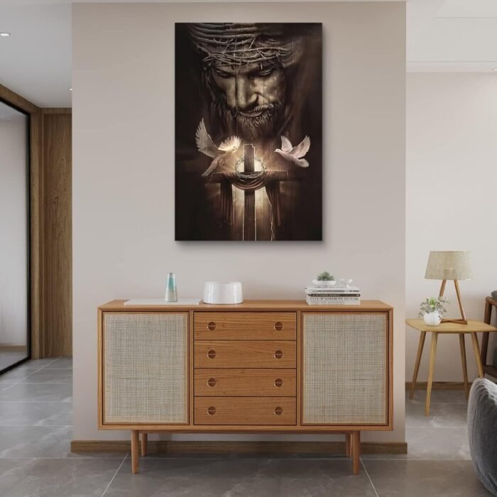 Fchen art Christian Jesus Lion Canvas Wall Art Jesus And The Cross And The Dove ... - Image 3