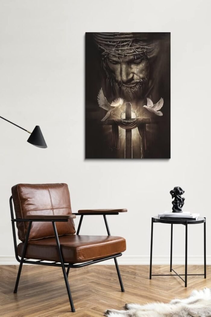Fchen art Christian Jesus Lion Canvas Wall Art Jesus And The Cross And The Dove ... - Image 4