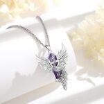 Vito Phoenix Necklace for Women Men, Silver Plated Copper Phoenix Obsidian/Ameth... - Image 3