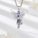 Vito Phoenix Necklace for Women Men, Silver Plated Copper Phoenix Obsidian/Ameth... - Image 4