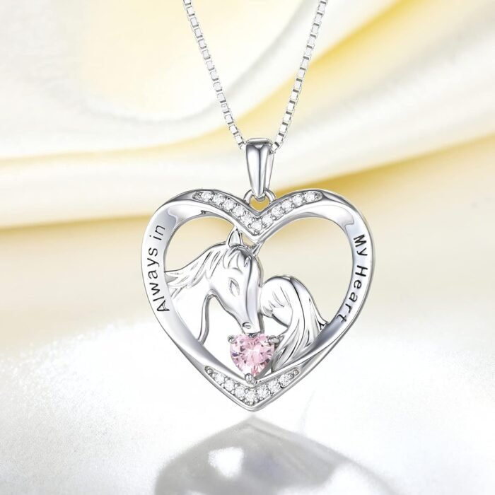 YL Horse Necklace 925 Sterling Silver Heart Pendant Animals Jewelry for Women - Image 5