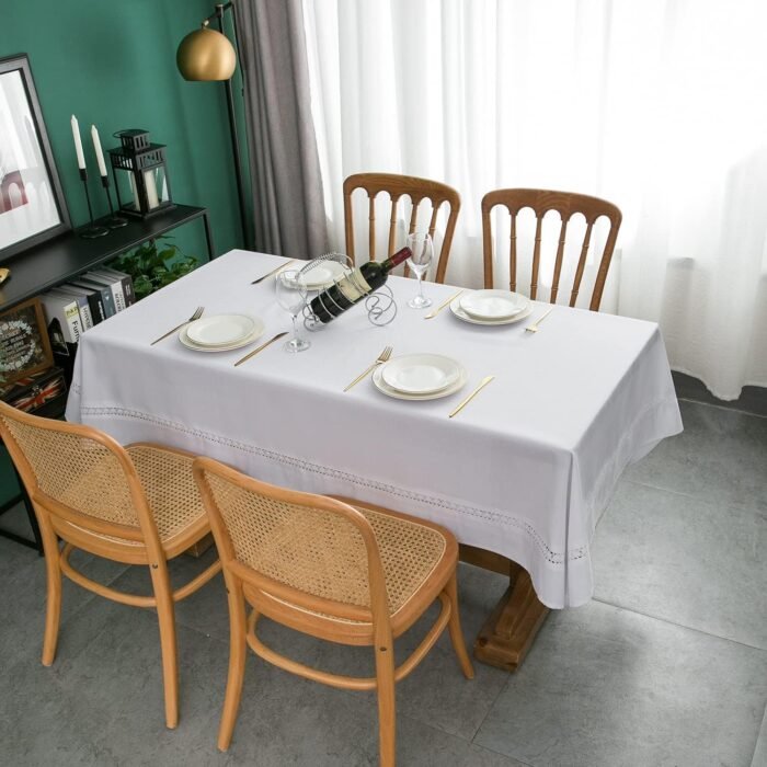 EHouseHome Heavy Duty Fabric Tablecloth with White Lace-Waterproof/Wrinkle Free/... - Image 3