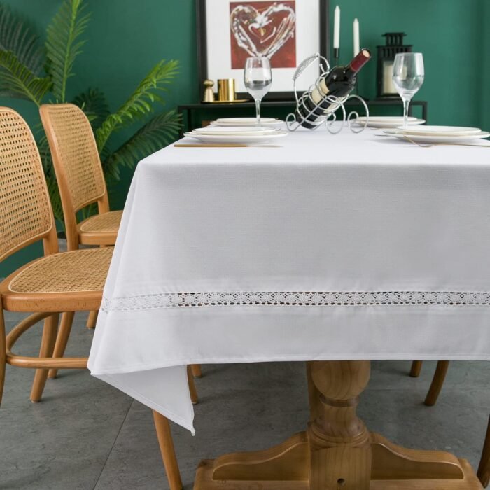 EHouseHome Heavy Duty Fabric Tablecloth with White Lace-Waterproof/Wrinkle Free/... - Image 6