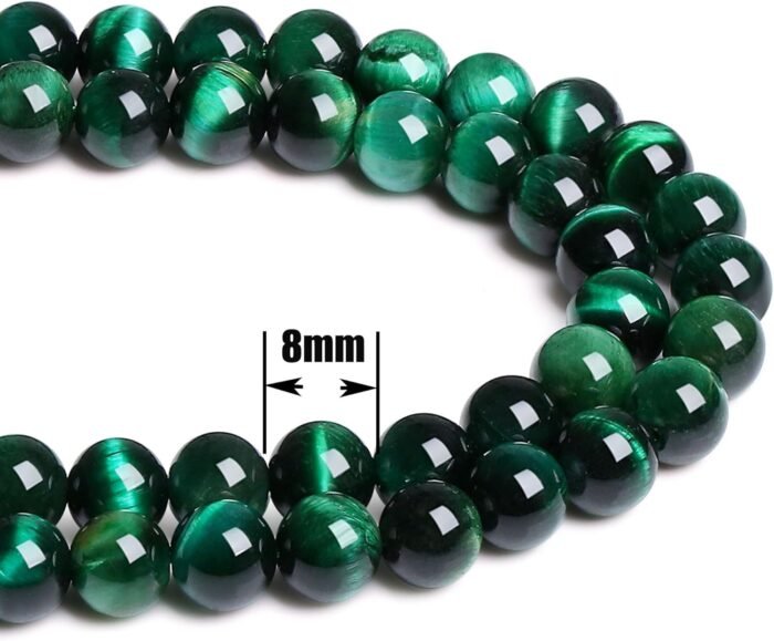 QINJIEJIE 60PCS Green Tiger Eye Beads 8mm Stone Beads Round Loose Gemstone Bead ... - Image 4