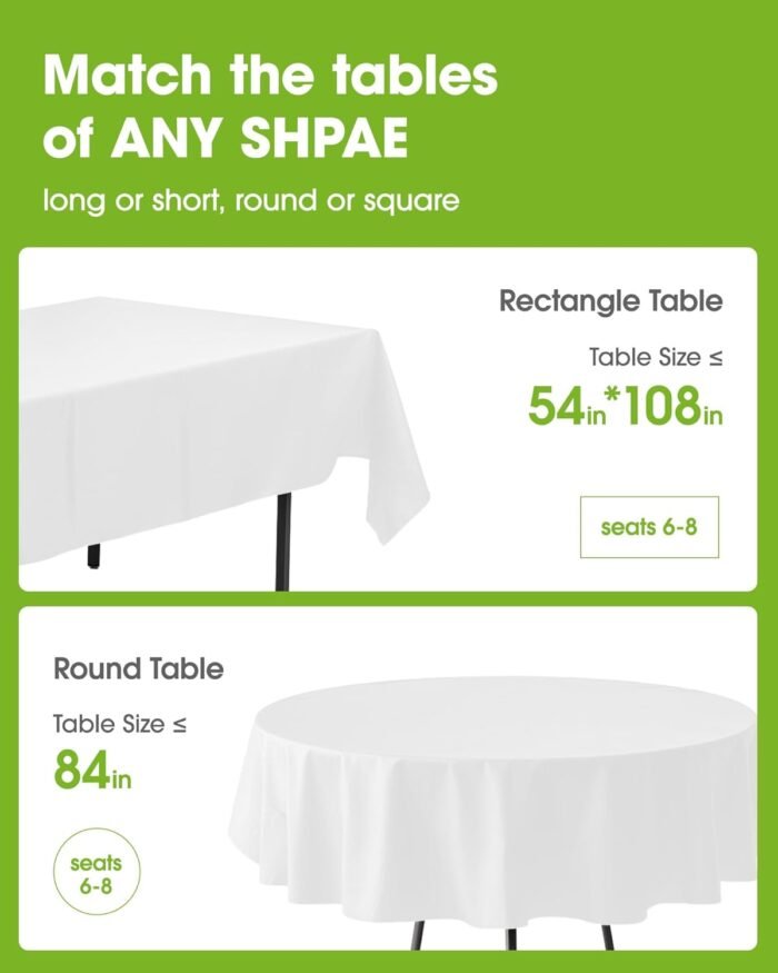 Pureegg Plastic Table Cloth Disposable - 8 Packs, Table Cloth for Retangle Table... - Image 3
