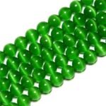8mm Dark Green Cat Eye Beads Round Semi Precious Gemstone Loose Beads for Jewelr... - Image 3