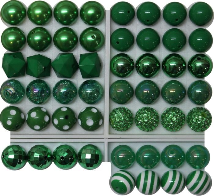 20mm Bulk Mix of 52 Emerald, Christmas Green Chunky Bubblegum Beads 11 Styles Ac... - Image 3