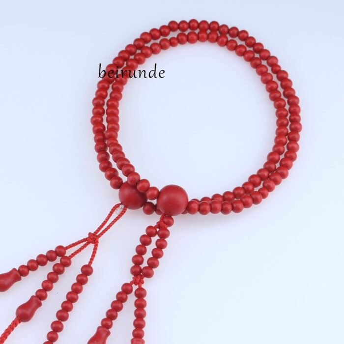 Japanese Soka Gakkai SGI Juzu Red Wood Beads Nichiren Buddhism Prayer Beads - Image 3