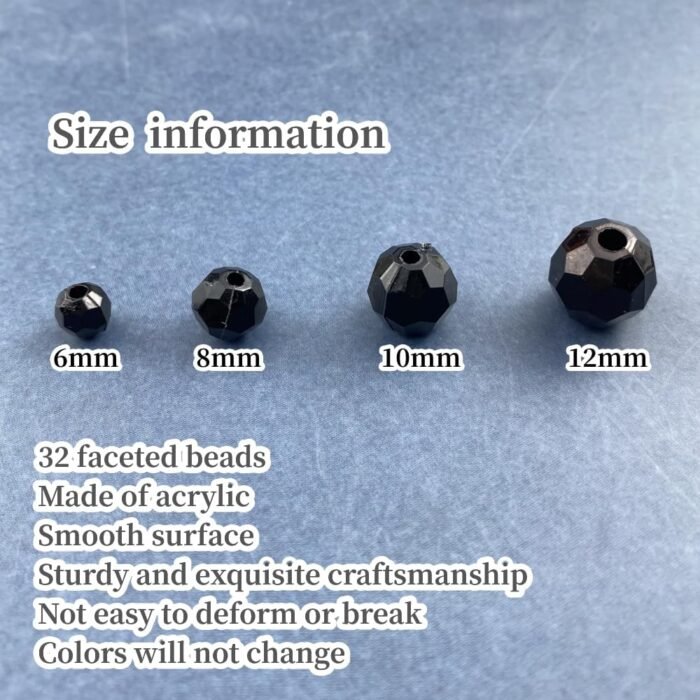300pcs 8mm Acrylic Round Crystal Faceted Beads for Crafts Spacer Beads for Jewel... - Image 3