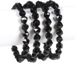 8mm Natural Gemstone Round Beads Triangle Faceted Charm Stretch Bracelet 6.5" - Image 3