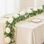 Dolicer 2Pcs 13Ft Artificial Eucalyptus Garlands with Flowers - 8 Roses, Faux Fl... - Image 3