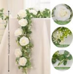 Dolicer 2Pcs 13Ft Artificial Eucalyptus Garlands with Flowers - 8 Roses, Faux Fl... - Image 8
