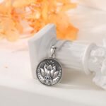 Evil Eye Necklace Sterling Silver Lotus Necklaces Evil Eye Pendant Spiritual Pro... - Image 3